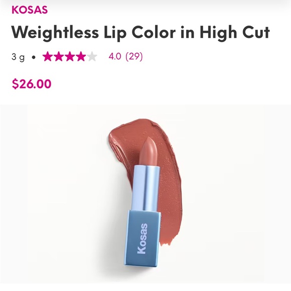 New Kosas Weightlesss Lip Color in “High Cut” - Picture 2 of 4